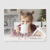 Gold Glitzern Frohe Weihnachtskalligraphie Foto Magnetkarte (Vorderseite)