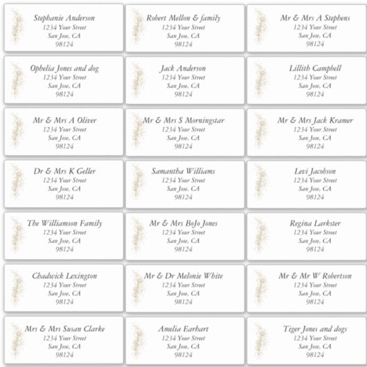 Gold Glitzern Guest Name Address Labels (Vorderseite)