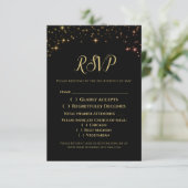 Gold Glitzern Hochzeitkarte für RSVP (Stehend Vorderseite)