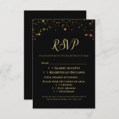 Gold Glitzern Hochzeitkarte für RSVP (Vorne/Hinten)