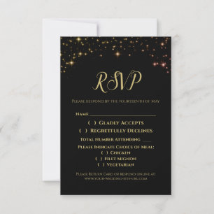 Gold Glitzern Hochzeitkarte für RSVP