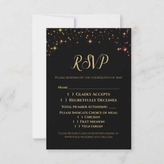 Gold Glitzern Hochzeitkarte für RSVP Karte (Vorderseite)