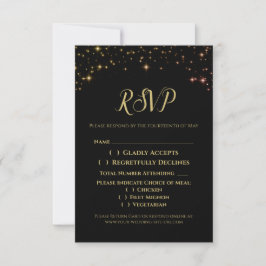 Gold Glitzern Hochzeitkarte für RSVP Karte