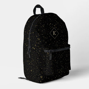 Gold Glitzern Monogram für Luxus Black Background Bedruckter Rucksack