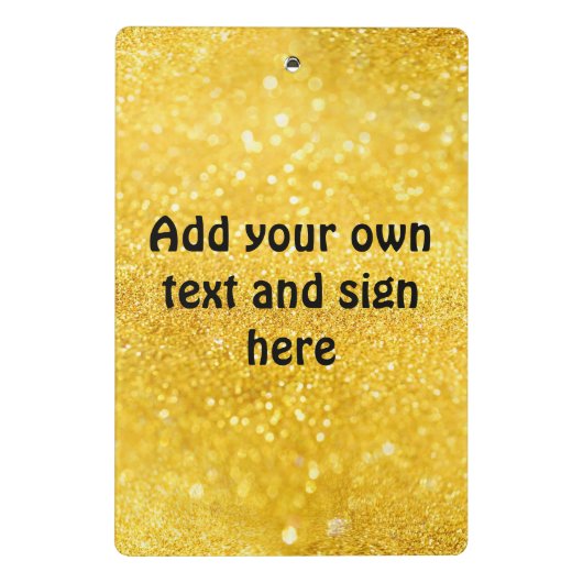 GOLD-Glitzern-Muster + Ihr Text / Ihre Ideen Mini Klemmbrett (Rückseite)