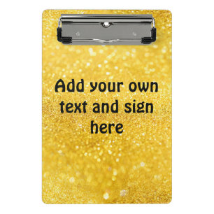 GOLD-Glitzern-Muster + Ihr Text / Ihre Ideen Mini Klemmbrett