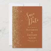 Gold Glitzern Terracotta Save the Date Ankündigung (Vorderseite)