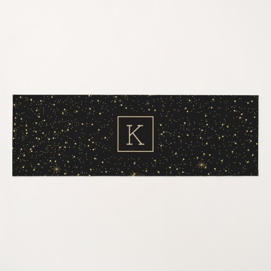Gold, Glitzern und Glitzer und Schwarz Yogamatte (Vorderseite (Horizontal))