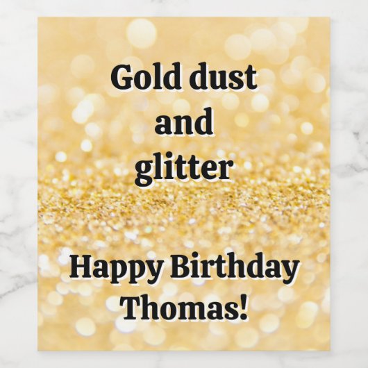 Gold Glitzern Weinetikett (Einzelnes Label)