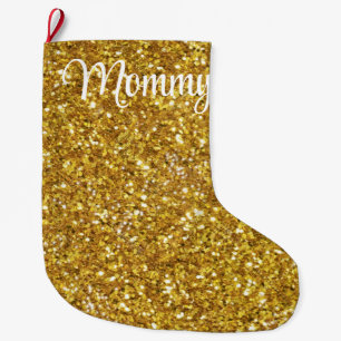 Gold glitzernde Glitter-Muster Großer Weihnachtsstrumpf