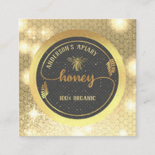 Gold glitzerndes, Vintages, elegantes Honigzweiglo Quadratische Visitenkarte