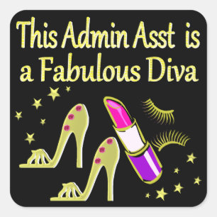 GOLD GLITZY ADMIN ASSISTANT DIVA DESIGN QUADRATISCHER AUFKLEBER
