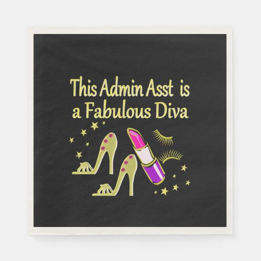 GOLD GLITZY ADMIN ASSISTANT DIVA DESIGN SERVIETTE (Vorderseite)