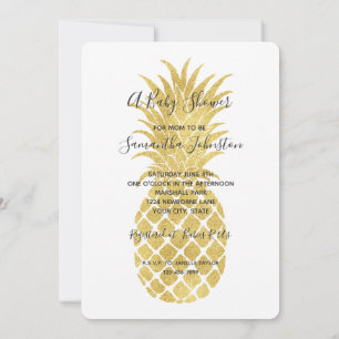Gold Glitzy Ananas Baby Shower Einladung