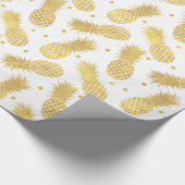 Gold Glitzy Ananas Geschenkpapier (Ecke)