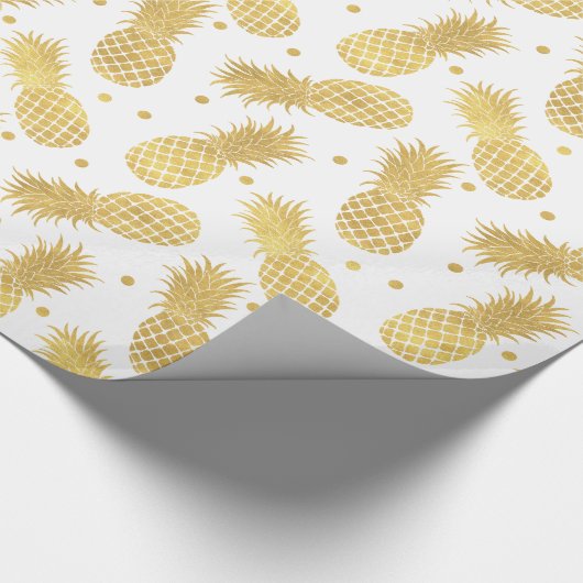 Gold Glitzy Ananas Geschenkpapier (Ecke)