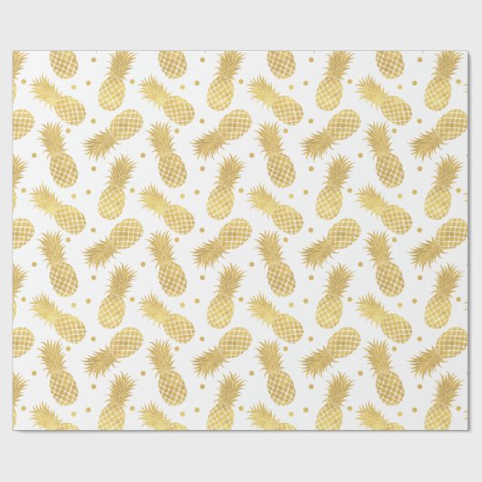 Gold Glitzy Ananas Geschenkpapier (Flach)