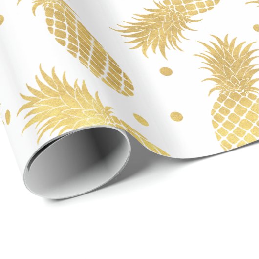 Gold Glitzy Ananas Geschenkpapier (Rolleneckpunkt)