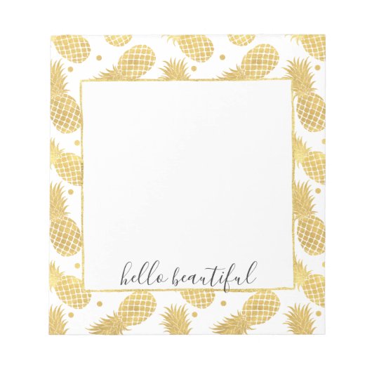 Gold Glitzy Ananas Notizblock (Vorderseite)