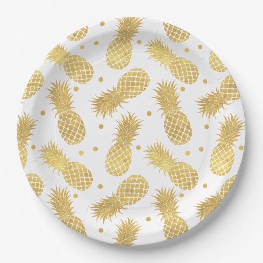 Gold Glitzy Ananas Pappteller (Vorderseite)