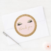 Gold Glitzy Black Eyelashes Danke Runder Aufkleber (Umschlag)