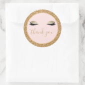 Gold Glitzy Black Eyelashes Danke Runder Aufkleber (Tasche)