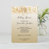 Gold Glitzy Confetti Ombre Babydusche Einladung (Stehend Vorderseite)