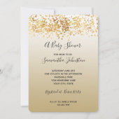 Gold Glitzy Confetti Ombre Babydusche Einladung (Vorderseite)