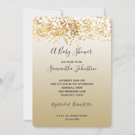 Gold Glitzy Confetti Ombre Babydusche Einladung
