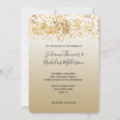 Gold Glitzy Confetti Ombre Wedding Einladung (Vorderseite)