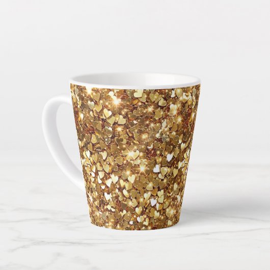 Gold Glitzy Glam Sparkle Herz Milchtasse (Linke Ecke)