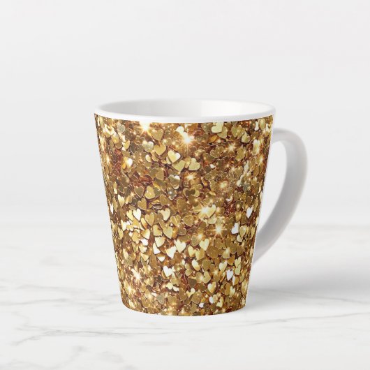 Gold Glitzy Glam Sparkle Herz Milchtasse (Rechte Ecke)