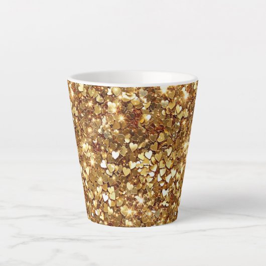 Gold Glitzy Glam Sparkle Herz Milchtasse (Vorderseite)