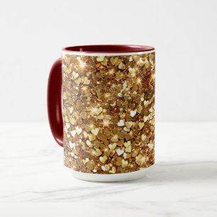 Gold Glitzy Glam Sparkle Herz Tasse