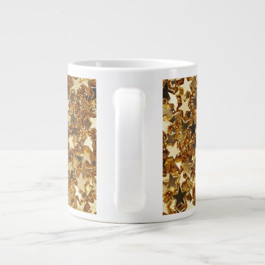 Gold Glitzy Glam Sparkle Stars Jumbo-Tasse (Rückseite)