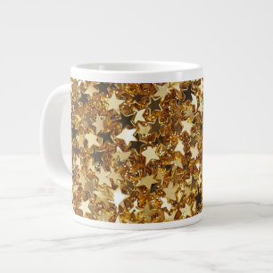 Gold Glitzy Glam Sparkle Stars Jumbo-Tasse
