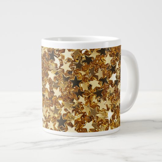 Gold Glitzy Glam Sparkle Stars Jumbo-Tasse (Vorderseite Rechts)