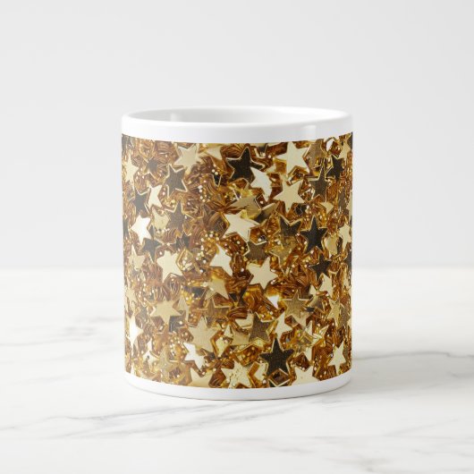 Gold Glitzy Glam Sparkle Stars Jumbo-Tasse (Vorderseite)