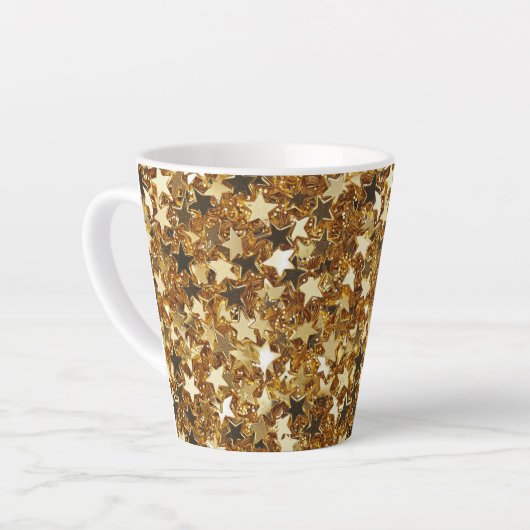 Gold Glitzy Glam Sparkle Stars Milchtasse (Linke Ecke)