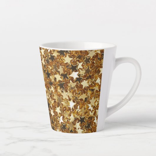 Gold Glitzy Glam Sparkle Stars Milchtasse (Rechts)