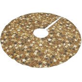 Gold Glitzy Glam Sparkle Stars Polyester Weihnachtsbaumdecke (Schrägansicht)