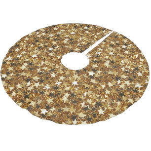 Gold Glitzy Glam Sparkle Stars Polyester Weihnachtsbaumdecke