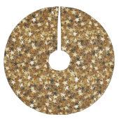 Gold Glitzy Glam Sparkle Stars Polyester Weihnachtsbaumdecke (Vorderseite)