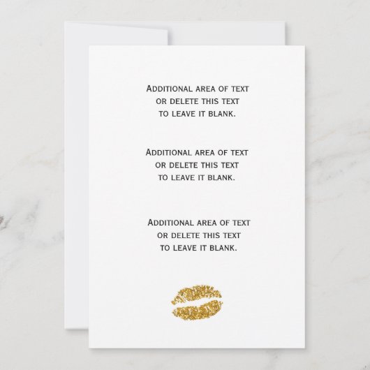 Gold Glitzy Glitzer Brautparty Glam Einladung (Rückseite)