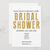 Gold Glitzy Glitzer Brautparty Glam Einladung (Vorne/Hinten)