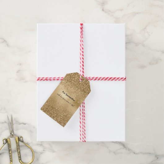 Gold Glitzy Glitzer Geschenkanhänger (Mit Garn)