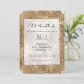 Gold Glitzy Glitzer Giraffe Print Einladung (Stehend Vorderseite)