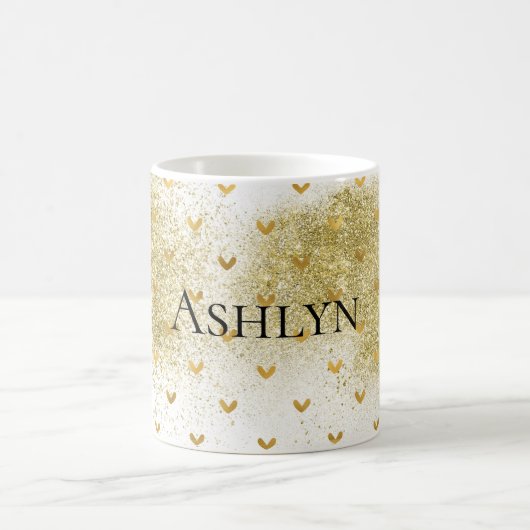 Gold Glitzy Glitzer Hearts Kaffeetasse (Mittel)