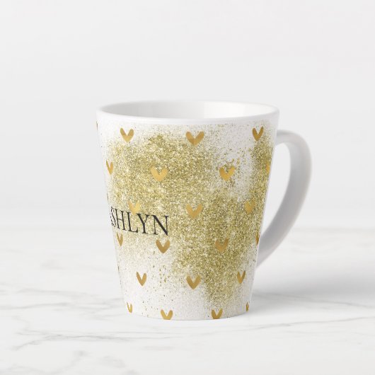 Gold Glitzy Glitzer Hearts Milchtasse (Rechte Ecke)