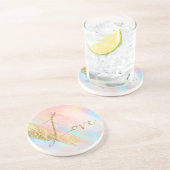 Gold Glitzy Glitzer Liebe Blush Aqua Getränkeuntersetzer (Seite)